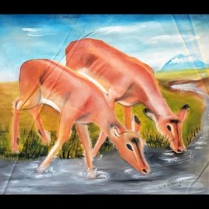 African print is hand painted on cloth canvas